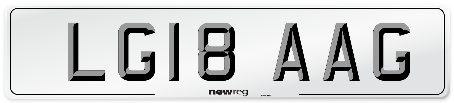 LG18 AAG Number Plate from New Reg